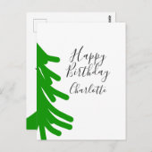 Green Christmas tree happy birthday December winte Briefkaart (Voorkant / Achterkant)