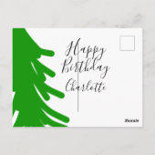 Green Christmas tree happy birthday December winte Briefkaart (Achterkant)