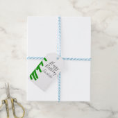 Green Christmas tree happy birthday December winte Cadeaulabel (Met Touw)