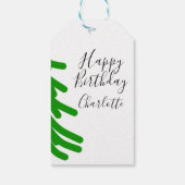 Green Christmas tree happy birthday December winte Cadeaulabel (Achterkant)
