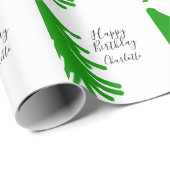 Green Christmas tree happy birthday December winte Cadeaupapier (Rol Hoek)