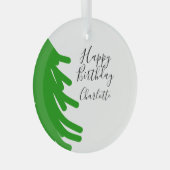 Green Christmas tree happy birthday December winte Glas Ornament (Voorkant Rechts)