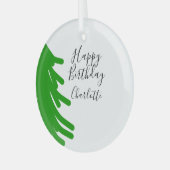 Green Christmas tree happy birthday December winte Glas Ornament (Voorkant links)
