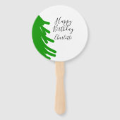 Green Christmas tree happy birthday December winte Handwaaier (Achterkant)