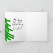 Green Christmas tree happy birthday December winte Kaart (Binnen)