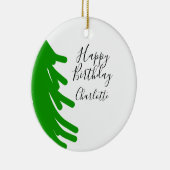 Green Christmas tree happy birthday December winte Keramisch Ornament (Rechts)
