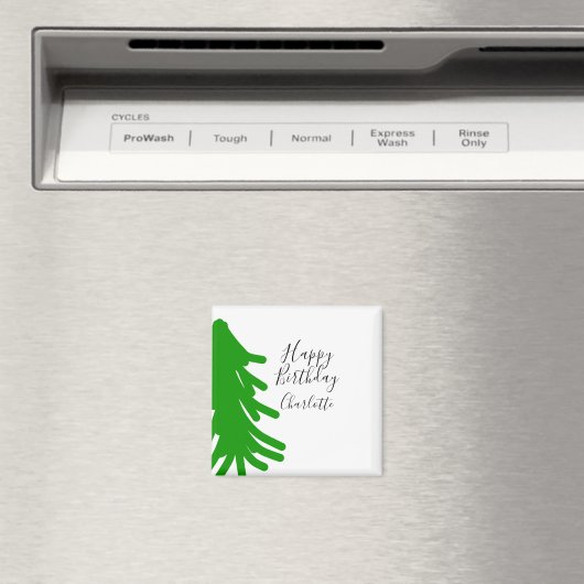 Green Christmas tree happy birthday December winte Magneet (Insitu (Vaatwasser))