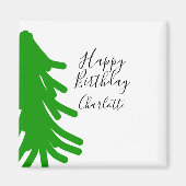 Green Christmas tree happy birthday December winte Magneet (Voorkant)