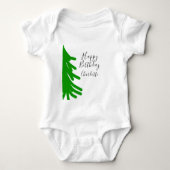 Green Christmas tree happy birthday December winte Romper (Voorkant)