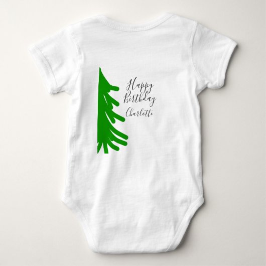 Green Christmas tree happy birthday December winte Romper (Achterkant)