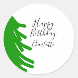 Green Christmas tree happy birthday December winte Ronde Sticker