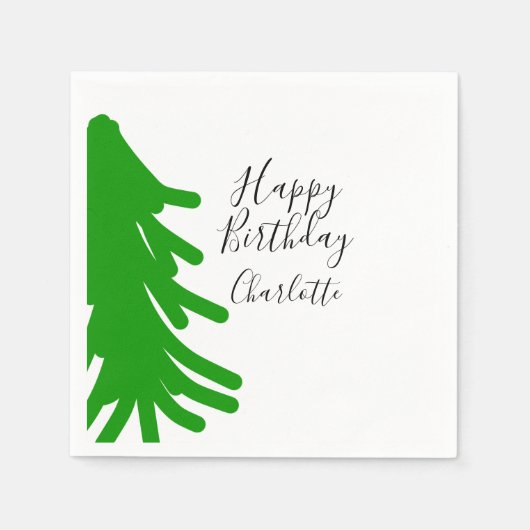 Green Christmas tree happy birthday December winte Servet (Voorkant)