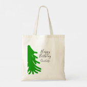 Green Christmas tree happy birthday December winte Tote Bag (Achterkant)