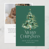 Green Christmas tree photo Moving Feestdagenkaart (Voorkant / Achterkant)