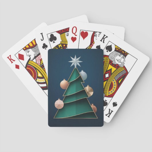Green Christmas Tree Vector Card Deck Pokerkaarten (Achterkant)