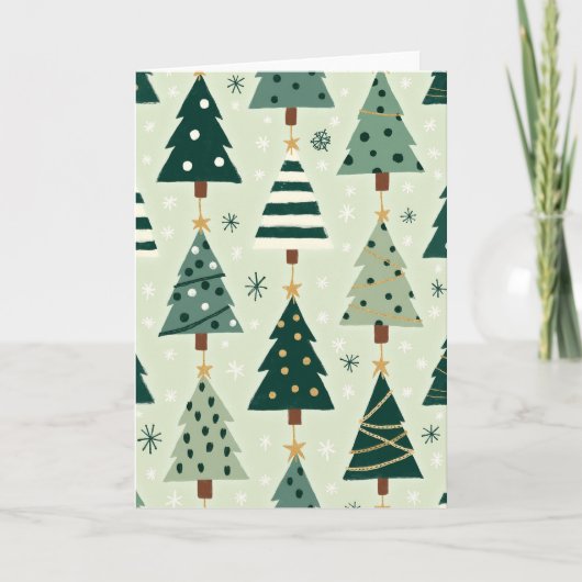 Green Christmas Trees Card Kaart (Voorkant)
