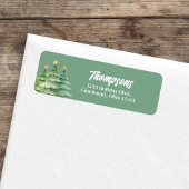 Green Christmas Trees Custom Return Address  Etiket
