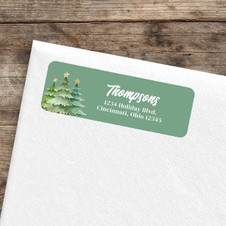 Green Christmas Trees Custom Return Address Etiket