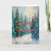 Green Christmas Trees Winter Forest Kaart (Voorkant)