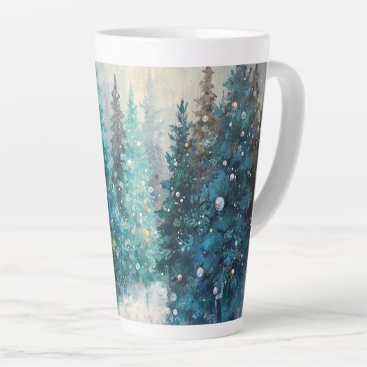 Green Christmas Trees Winter Forest Latte Mok (Rechterhoek)