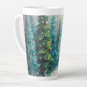 Green Christmas Trees Winter Forest Latte Mok (Linkerhoek)
