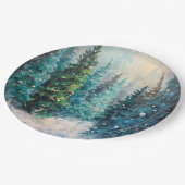 Green Christmas Trees Winter Forest Papieren Bordje (Gekanteld)