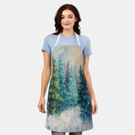 Green Christmas Trees Winter Forest Schort (Gedragen)