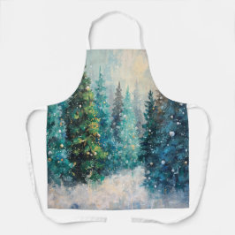 Green Christmas Trees Winter Forest Schort