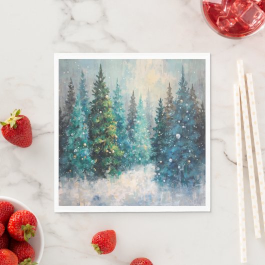 Green Christmas Trees Winter Forest Servet (Insitu)