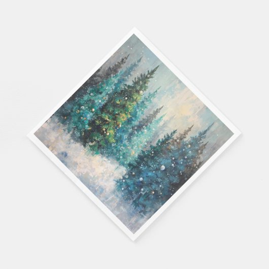 Green Christmas Trees Winter Forest Servet (Hoek)