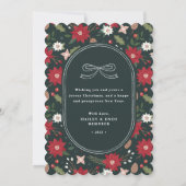 Green Christmas Wreath Floral Holiday Photo Card Kaart (Achterkant)