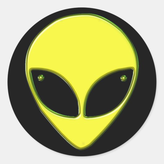 GREEN CHROME ALIEN HEAD RONDE STICKER (Voorkant)