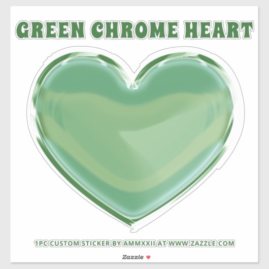 Green Chrome Heart Sticker (Vel)