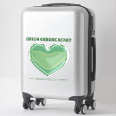 Green Chrome Heart Sticker (Koffer)