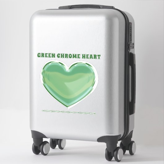 Green Chrome Heart Sticker (Koffer)