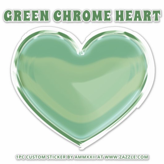 Green Chrome Heart Sticker (Voorkant)