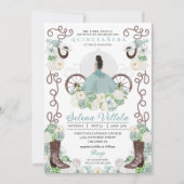 Green Cinderella Carriage Western Quinceañera Kaart (Voorkant)