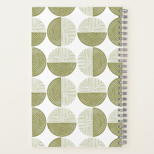Green Circle Geometric Pattern Spiral Notitieboek (Achterkant)