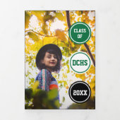 Green Circles 5-foto-Afstuderen Drieluik Uitnodiging (Cover)