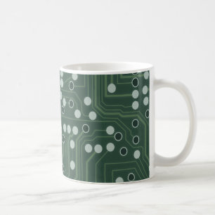 Green Circuit Board Background Pattern Art Coffee  Koffiemok