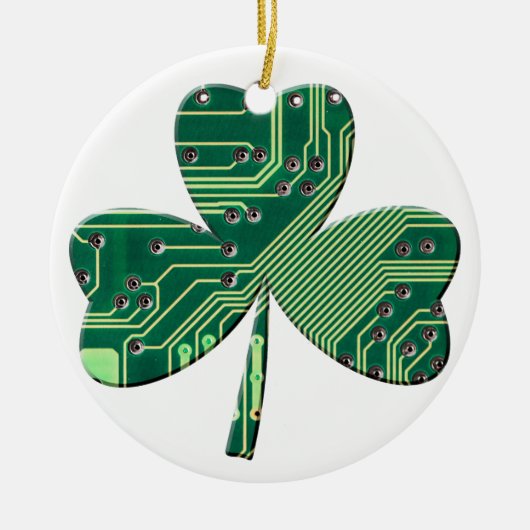 Green Circuit Board St Patrick Day Shamrock Keramisch Ornament (Voorkant)