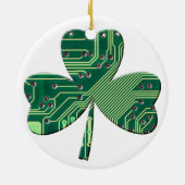 Green Circuit Board St Patrick Day Shamrock Keramisch Ornament (Achterkant)