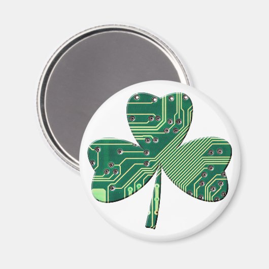 Green Circuit Board St Patrick Day Shamrock Magneet (Voorkant / Achterkant)