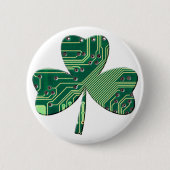 Green Circuit Board St Patrick Day Shamrock Ronde Button 5,7 Cm (Voorkant)