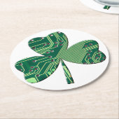 Green Circuit Board St Patrick Day Shamrock Ronde Kartonnen Onderzetter (Gebogen)
