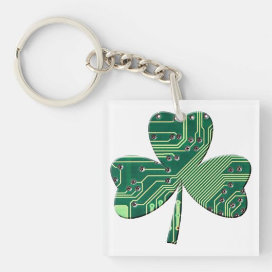 Green Circuit Board St Patrick Day Shamrock Sleutelhanger (voorkant)
