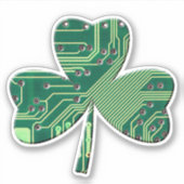 Green Circuit Board St Patrick Day Shamrock Sticker (Voorkant)