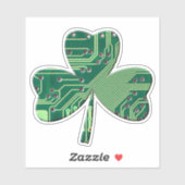 Green Circuit Board St Patrick Day Shamrock Sticker (Vel)