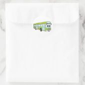Green City Bus Cartoon Ronde Sticker (Tas)