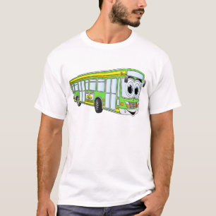 Green City Bus Cartoon T-shirt
